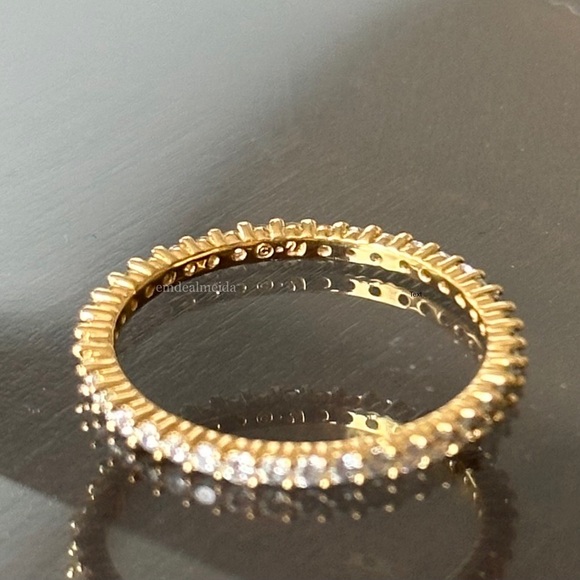 SOLD-Swarovski Crystal Gold Tone Vittore Ring Size 58 (8) Dainty Stackable Ring - Picture 4 of 4